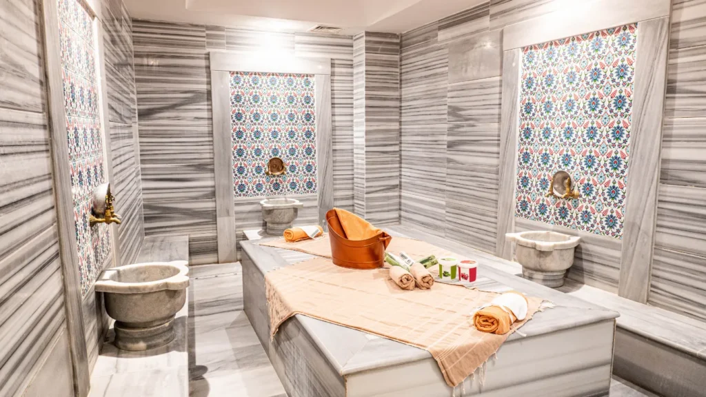 Tourist enjoying Turkish bath in Istanbul