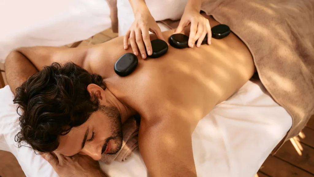 foam massage on heated marble stone