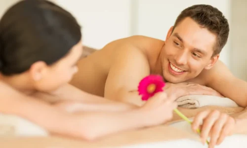 Couple enjoying a romantic massage session in Istanbul