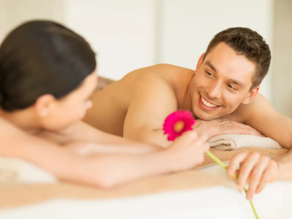 Couple enjoying a romantic massage session in Istanbul