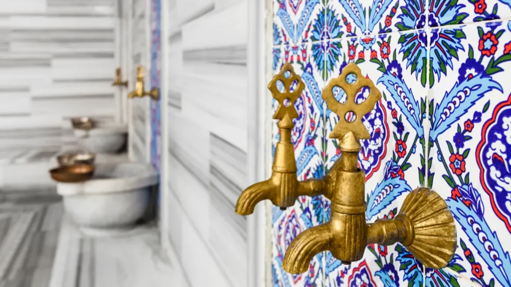 Couple enjoying private Turkish bath session