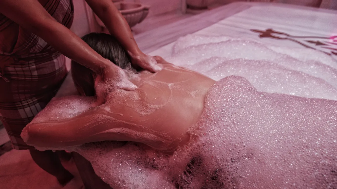 Private VIP hammam room with marble interior at Victory Spa