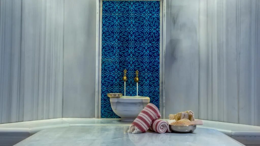 Couple enjoying private traditional hammam Istanbul