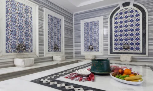 Marble Turkish bath room at Victory Spa Istanbul