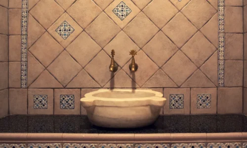 Traditional marble hammam chamber in Istanbul